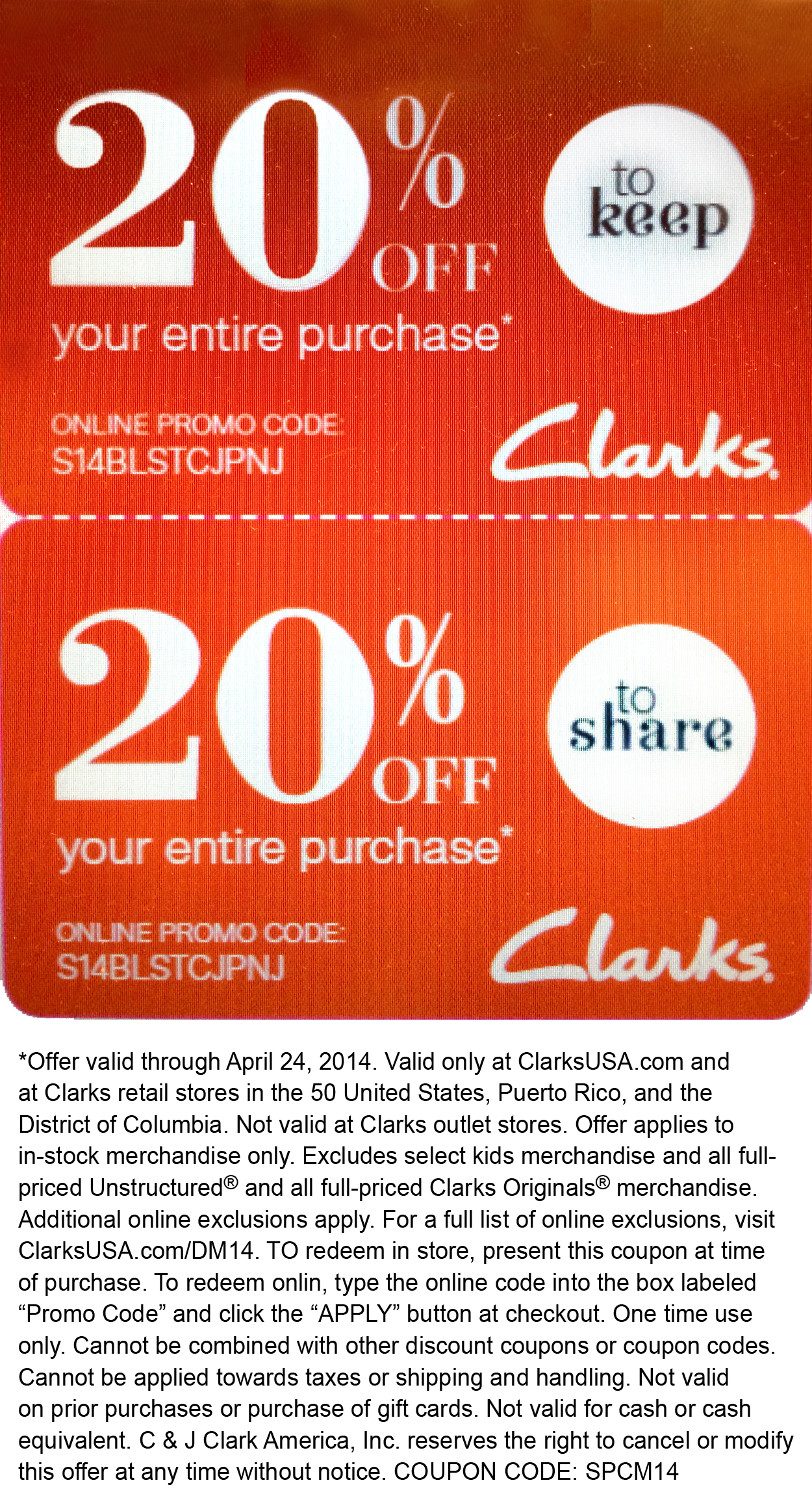 clarks 20 discount code 2015